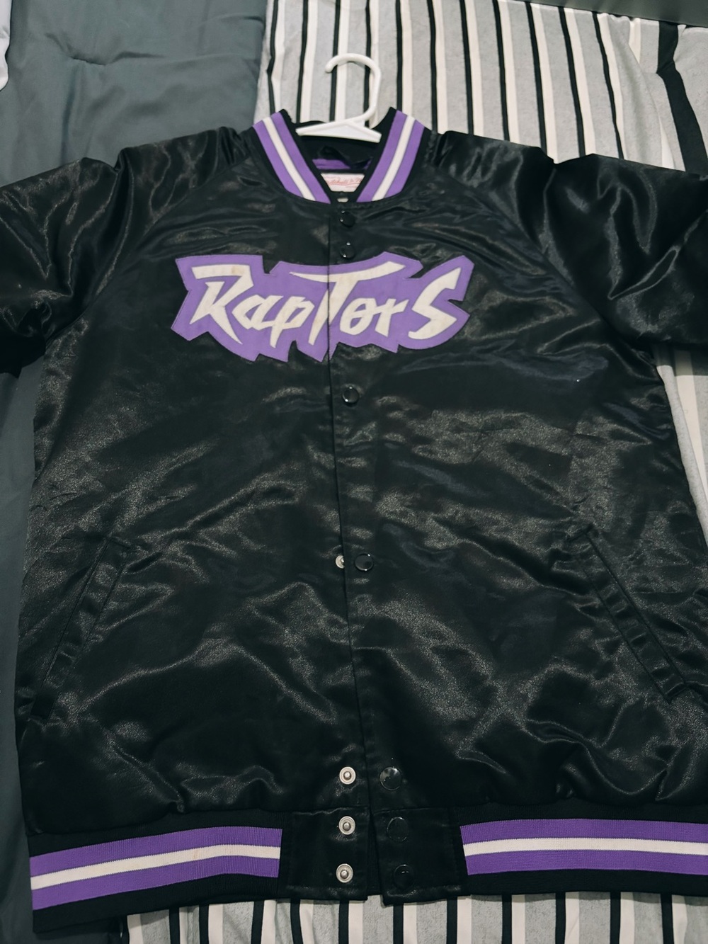 Mitchell & Ness Purple and Black Raptors Satin Jacket